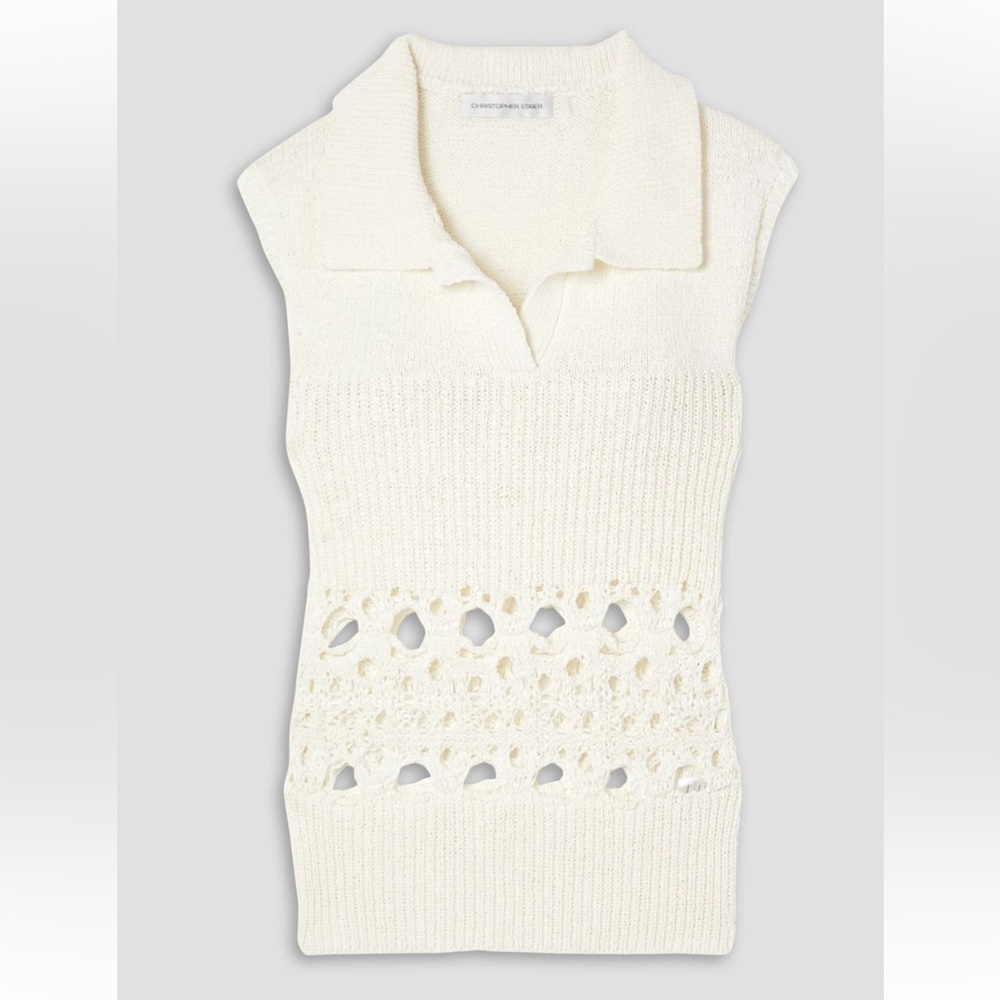 CHRISTOPHER ESBER Crochet-knit cotton-blend top